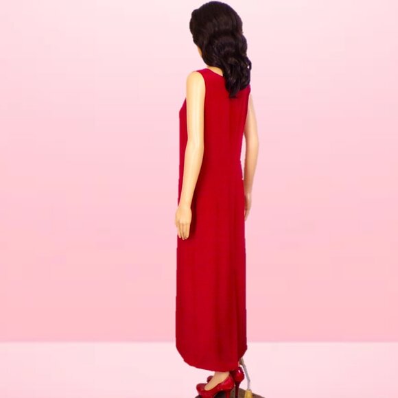 SILK! TALBOTS size 6 red sleeveless full-length sheath dress 100% silk DC only - Picture 6 of 10